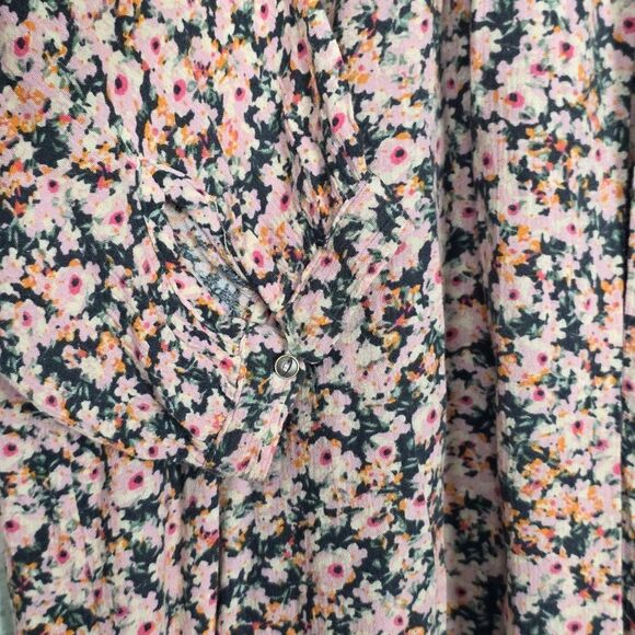 Maurices L Pink Floral 3/4 Sleeve Boho Peasant Blouse - Picture 3 of 8